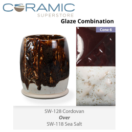 Cordovan SW-128 over Sea Salt SW-118 Stoneware Combination Cordovan SW-128 over Sea Salt SW-118 Stoneware Combination